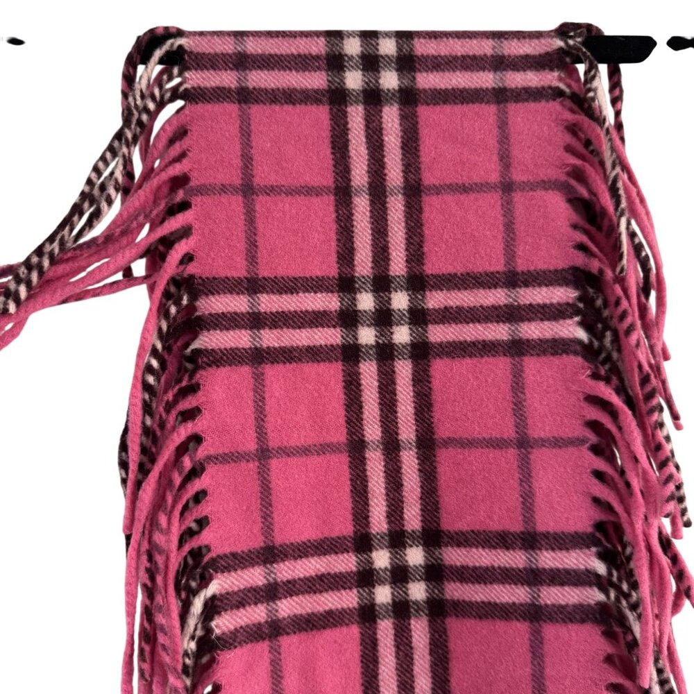Burberry London Pink Plaid/Check Pattern 100% Cashmere Scarf 51" Long - Picture 2 of 5